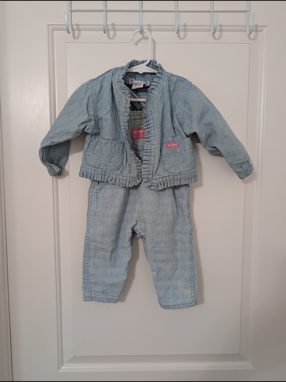 Vintage OshKosh B'gosh Light Wash Overalls With Matching Jacket 6-9m